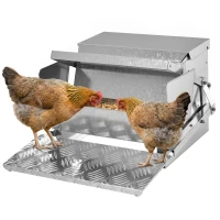 PawHut 25 lbs Capacity Automatic Chicken Poultry Feeder with a Galvanized Steel and Aluminium Build, Weatherproof Design(m-1)