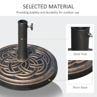 Outsunny 25 lb Heavy Duty Patio Umbrella Base, Round Market Umbrella Stand for Outdoor, Deck, Backyard, Garden, Bronze(m-5)