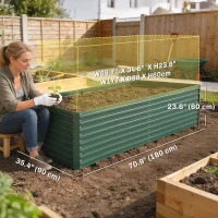 Outsunny 6' x 3' x 2' Raised Garden Bed, Set of 2 Galvanized Planter Box for Vegetables, Flowers, Herbs, Green(m-3)