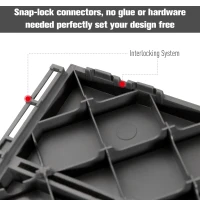 Outsunny 9 Pcs PP Interlocking Composite Deck Tile, 12" x 12" Outdoor Flooring Tiles for Indoor and Outdoor Use, Tools Free Assembly, Dark Grey(m-5)