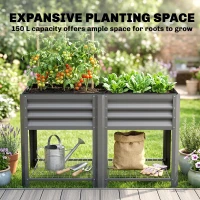 Outsunny Raised Garden Bed with Legs Storage Shelf Elevated Planter Box 31.5" for Flowers Vegetables Dark Grey(m-5)