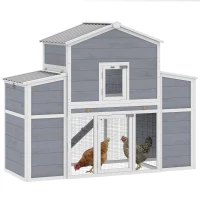 PawHut 66.5" Large Chicken Coop, Wooden Chicken House with 2 Nesting Boxes, Sliding Tray & Ramp, for Outdoor Backyard Farm(m-9)