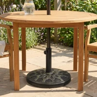 Outsunny Resin Round Patio Umbrella Stand Base Coated Pole Market Garden Umbrella Holder Parasol Holder Bronze(m-9)