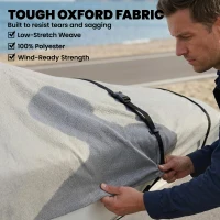 Outsunny 22-24 Ft Trailer Boat Cover, 3000mm Waterproof Universal Boat Cover with Quick-Fasten Buckles, Light Grey(m-5)