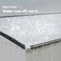 Outsunny 4' x 8' Outdoor Storage Shed Lean to Shed Outdoor Metal Tool Shed with Lockable Door and Air Vents, White(m-7)