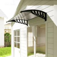 Outsunny Awning Door Canopy, 40.6" x 38" Polycarbonate Front Door Outdoor Patio Cover with Hollow Sheet for UV Protection, Clear(m-10)
