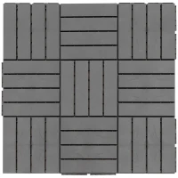 Outsunny 9 Pcs PP Interlocking Composite Deck Tile, 12" x 12" Outdoor Flooring Tiles for Indoor and Outdoor Use, Tools Free Assembly, Dark Grey(m-12)
