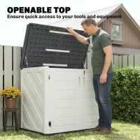 Outsunny 35 Cu.Ft Outdoor Storage Cabinet, Waterproof HDPE Outdoor Storage Shed with Lockable Doors and Openable Top(m-6)