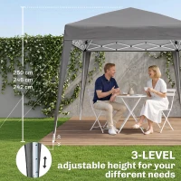 Outsunny 8' x 8' Pop Up Canopy, Outdoor Folding Tent, Portable Party Tent with Carrying Bag for Camping, Party, Picnic, Grey(m-7)