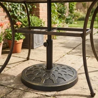 Outsunny Resin Round Patio Umbrella Stand Base Coated Pole Market Garden Umbrella Holder Parasol Holder Bronze(m-8)