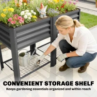 Outsunny Raised Garden Bed with Legs Storage Shelf Elevated Planter Box 31.5" for Flowers Vegetables Dark Grey(m-7)