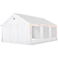 Outsunny 20' x 13' Party Tent, Heavy Duty Gazebo Canopy with Windows, Outdoor Party Wedding Tent with 4 Removable Sidewalls White(m-2)