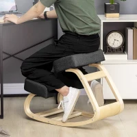 HOMCOM Ergonomic Kneeling Chair, Wood Kneel Stool with Thick Pads, Desk Knee Chair, Improve Posture, Black(m-1)