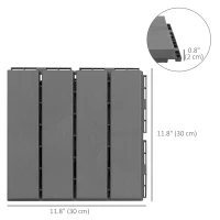 Outsunny 9 Pcs PP Interlocking Composite Deck Tile, 12" x 12" Outdoor Flooring Tiles for Indoor and Outdoor Use, Tools Free Assembly, Dark Grey(m-3)
