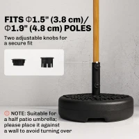 Outsunny Plastic Half Round Umbrella Base, Sand or Water Filled Half Patio Umbrella Stand Holder 40lb Water or 46lb Sand, Black(m-4)
