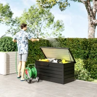 Outsunny Large Deck Box, Outdoor Storage Container with Lock for Pool Toys, Garden Tools, Furniture and Sports Equipment, Grey(m-8)