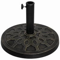 Outsunny Resin Round Patio Umbrella Stand Base Coated Pole Market Garden Umbrella Holder Parasol Holder Bronze(m-11)