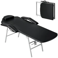 HOMCOM Portable Massage Table, Foldable Massage Bed, Black(m-2)