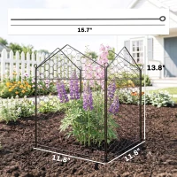 Outsunny 4 Pack Garden Cloches for Plants, 12" x 14" Metal Crop Cage Set, Plant Cages to Keep Animals Out, Black(m-3)