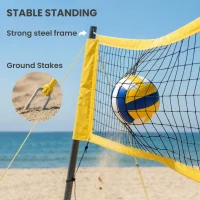 Soozier 31ft Portable Volleyball Net Set with Adjustable Height Steel Poles, Volleyball, Boundary Line and Carrying Bag(m-6)