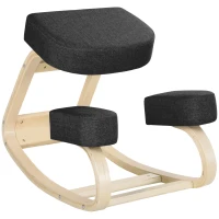 HOMCOM Ergonomic Kneeling Chair, Wood Kneel Stool with Thick Pads, Desk Knee Chair, Improve Posture, Black(m-9)