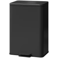 HOMCOM Garbage Bin, Soft-Close Trash Can with Foot Pedal, 5 Gallon (20 L) Garbage Can with Removable Inner Bucket, Matte Black(m-2)