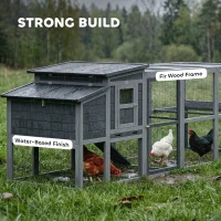 PawHut Large Chicken Coop, Wooden Hen House with Covered Run, Nesting Box, Pull-Out Tray, Opening Asphalt Roof(m-7)
