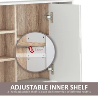 HOMCOM Wall-Mounted Bathroom Medicine Cabinet with Mirror, Over Toilet Bathroom Vanity Cabinet White & Oak(m-6)