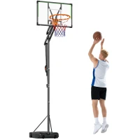 Soozier 4.1-8.5ft Adjustable Basketball Hoop with 33" Shatterproof Board, 18" Rim, Wheels and Fillable Base, for Teens Adults(m-9)