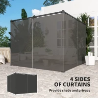 Outsunny 10' x 10' Retractable Pergola Canopy with Sidewalls, Metal Outdoor Gazebo Sun Shade Shelter, Dark Grey(m-5)