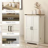 HOMCOM Farmhouse Kitchen Pantry Storage Cabinet, Kitchen Pantry Cabinet with Doors and Adjustable Shelves, Cream White(m-7)