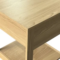 HOMCOM Boho Side Tables Set of 2, End Tables with Drawer and Open Shelf for Living Room, Natural Wood(m-12)