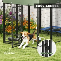 PawHut 8' x 4' x 6' Outdoor Dog Kennel, Dog Kennel Outside Run with 360° Rotating Bowls, Waterproof & UV Resistant Cover Green(m-6)