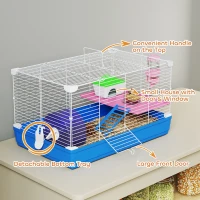 PawHut 18.5" Hamster Cage with Exercise Wheel and Water Bottle Dish, Rat House and Habitats 2 Storey Design(m-5)