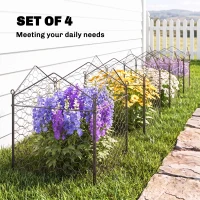 Outsunny 4 Pack Garden Cloches for Plants, 12" x 14" Metal Crop Cage, Plant Cages to Keep Animals Out, Black(m-7)