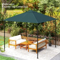 Outsunny 10' x 10' Square Gazebo Canopy Replacement UV Protected Top Cover Sun Shade Charcoal Green(m-8)