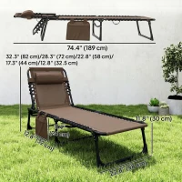 Outsunny Outdoor Folding Chaise Lounge, Reclining Lounge Chair with Adjustable Backrest and Removable Pillow, Brown(m-3)