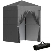 Outsunny 5 x 5 ft Compact Pop Up Canopy Tent, UPF 50+ Changing Room, Portable Instant Privacy Canopy with Mesh Window, Dark Grey(m-9)