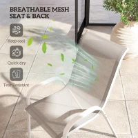 Outsunny Set of 4 Outdoor Dining Chairs, Stackable Lawn Chairs with High Back, Breathable Mesh Seat for Garden Porch, White(m-5)
