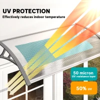 Outsunny Window Awning Door Canopy, Polycarbonate Front Door Outdoor Patio Cover, Sun Shelter, Hollow Sheet, 43.3" x 23.6", Clear(m-4)