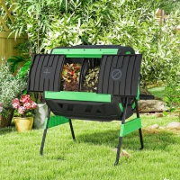 Outsunny Compost Bin Outdoor, 53 Gal Dual Chamber Tumbling Composter with Adjustable Vents, BPA Free Tumbling Composter, Green(m-8)