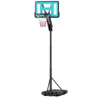Soozier Basketball Hoop Outdoor, Basketball Hoop and Stand with Weighted Base and Shatterproof Backboard, 57.5"-92.9", Black(m-2)