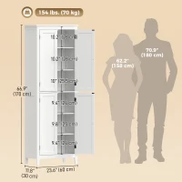 HOMCOM 67" Tall Bathroom Storage Cabinet, Freestanding Narrow Bathroom Cabinet with Adjustable Shelves for Living Room(m-3)