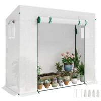 Outsunny 6.6' x 2.5' x 5.5' Patio Hot House, Walk-in Garden Greenhouse with Steel Frame, Door, Window for Balcony, Patio, White(m-2)