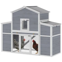 PawHut 66.5" Large Chicken Coop, Wooden Chicken House with 2 Nesting Boxes, Sliding Tray & Ramp, for Outdoor Backyard Farm(m-2)