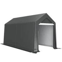 Outsunny 7' x 12' Outdoor Storage Shed Portable Garage with Roll-up Door for Motorcycle, Bike, Garden Tools, Dark Grey(m-9)