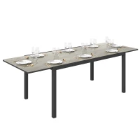 Outsunny 63"-94.5" Extendable Patio Dining Table for 6-8 Person, Outdoor Dining Table with Aluminium Edging, Steel Frame, Grey(m-9)
