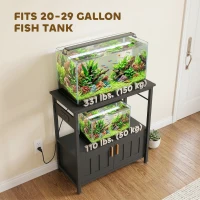 PawHut 20-29 Gallon Fish Tank Stand Aquarium Stand 330 LBS Capacity for Home, Office, 30.7" x 15.7" x 31.9", Black(m-6)