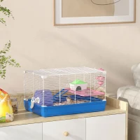 PawHut 18.5" Hamster Cage with Exercise Wheel and Water Bottle Dish, Rat House and Habitats 2 Storey Design(m-8)