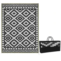 Outsunny Outdoor Rug Carpet Reversible Plastic Straw Rug with LED Lights 12' x 9'(m-9)